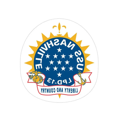 USS Nashille LPD 13 (U.S. Navy) REVERSE PRINT Transparent Die-Cut STICKER 4 Inch Die-Cut Transparent - The Sticker Space