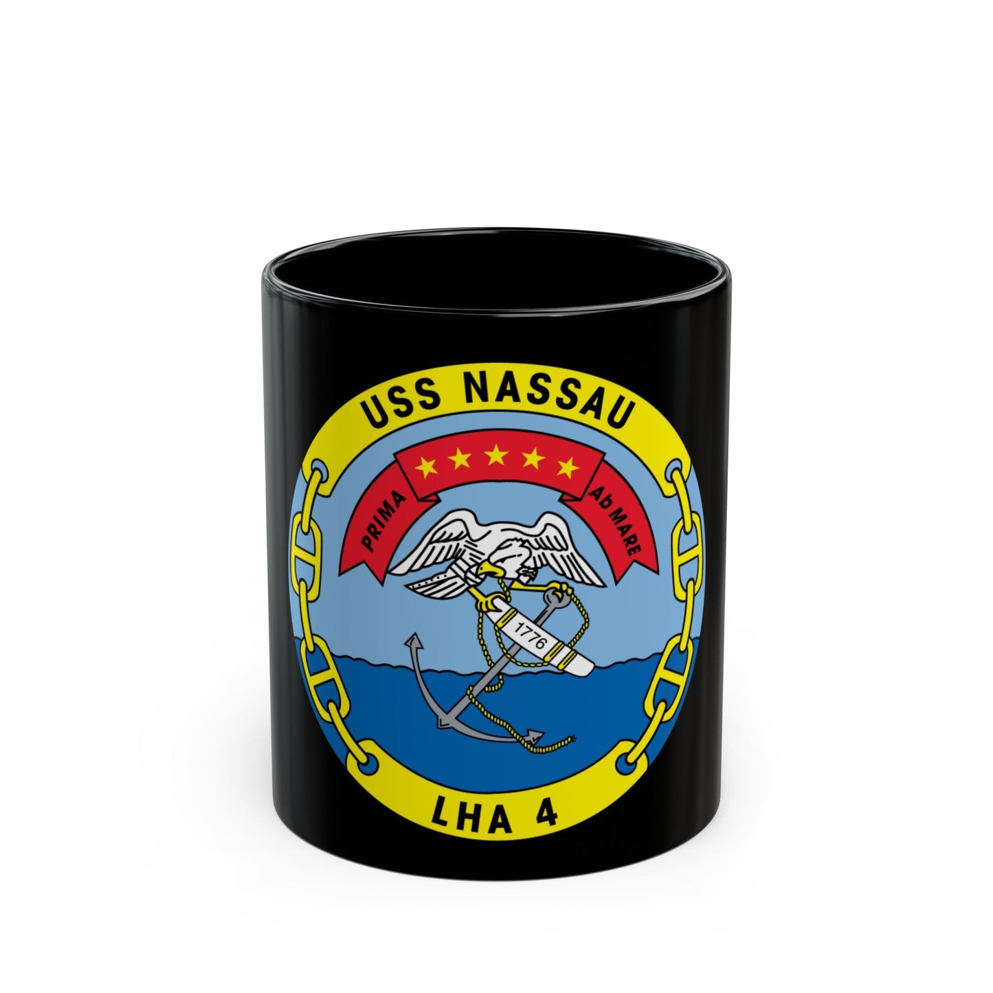 USS Nassau LHA 4 (U.S. Navy) Black Coffee Mug-11oz-The Sticker Space