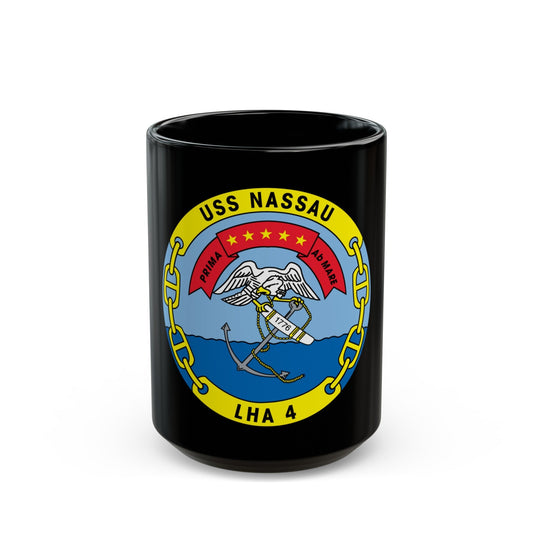 USS Nassau LHA 4 (U.S. Navy) Black Coffee Mug-15oz-The Sticker Space