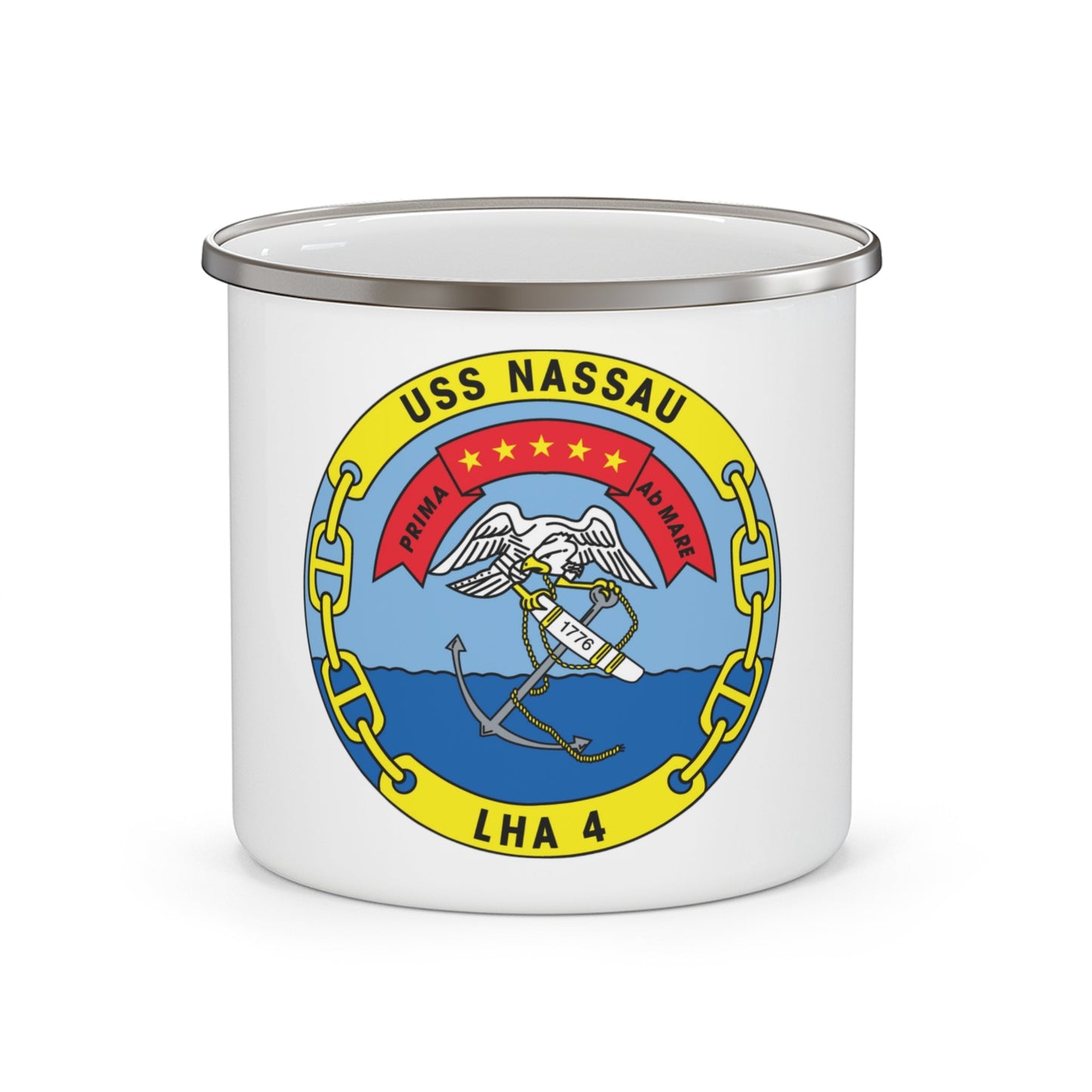 USS Nassau LHA 4 (U.S. Navy) Enamel Mug 12oz-12oz-The Sticker Space