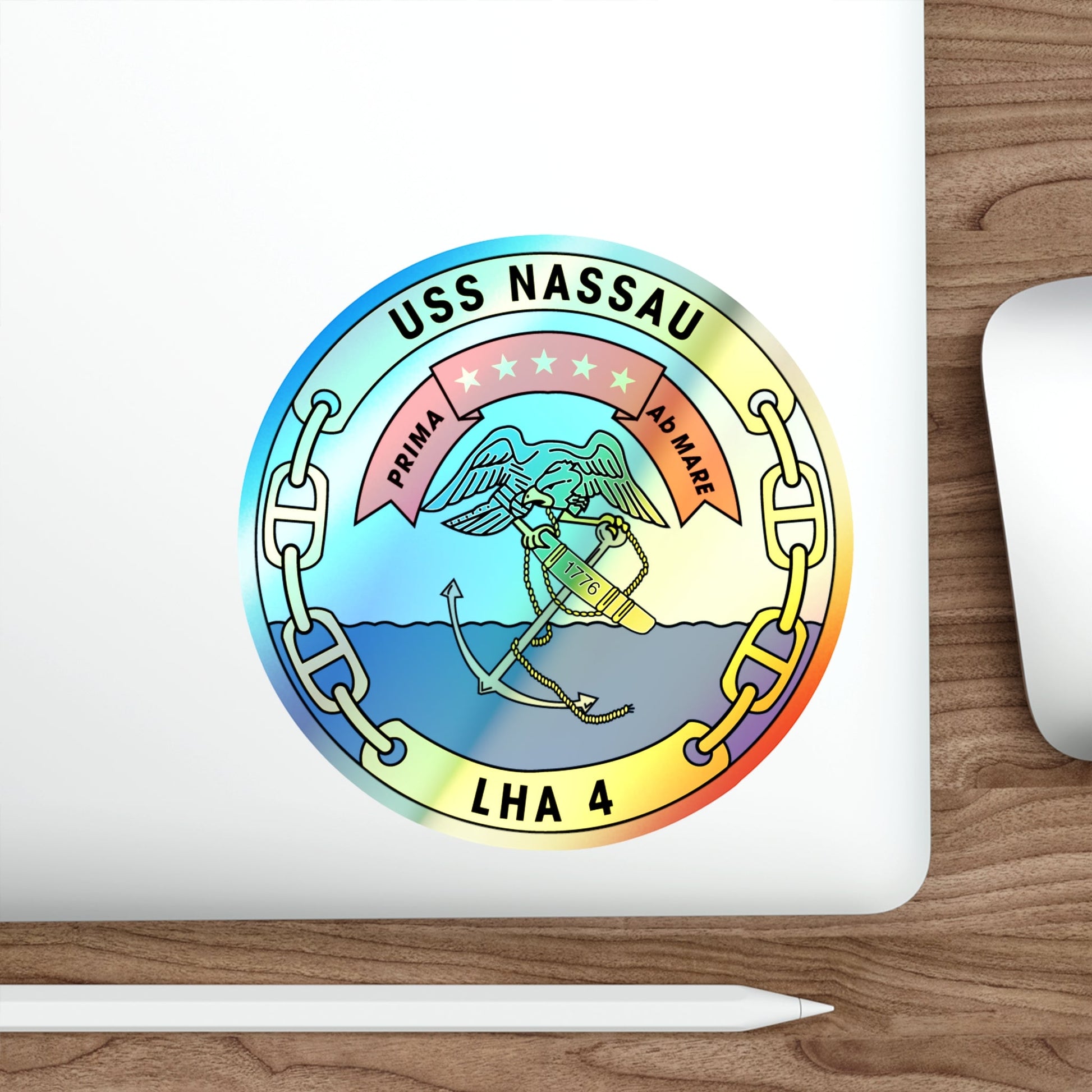 USS Nassau LHA 4 (U.S. Navy) Holographic STICKER Die-Cut Vinyl Decal-The Sticker Space