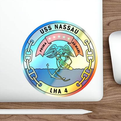 USS Nassau LHA 4 (U.S. Navy) Holographic STICKER Die-Cut Vinyl Decal-The Sticker Space