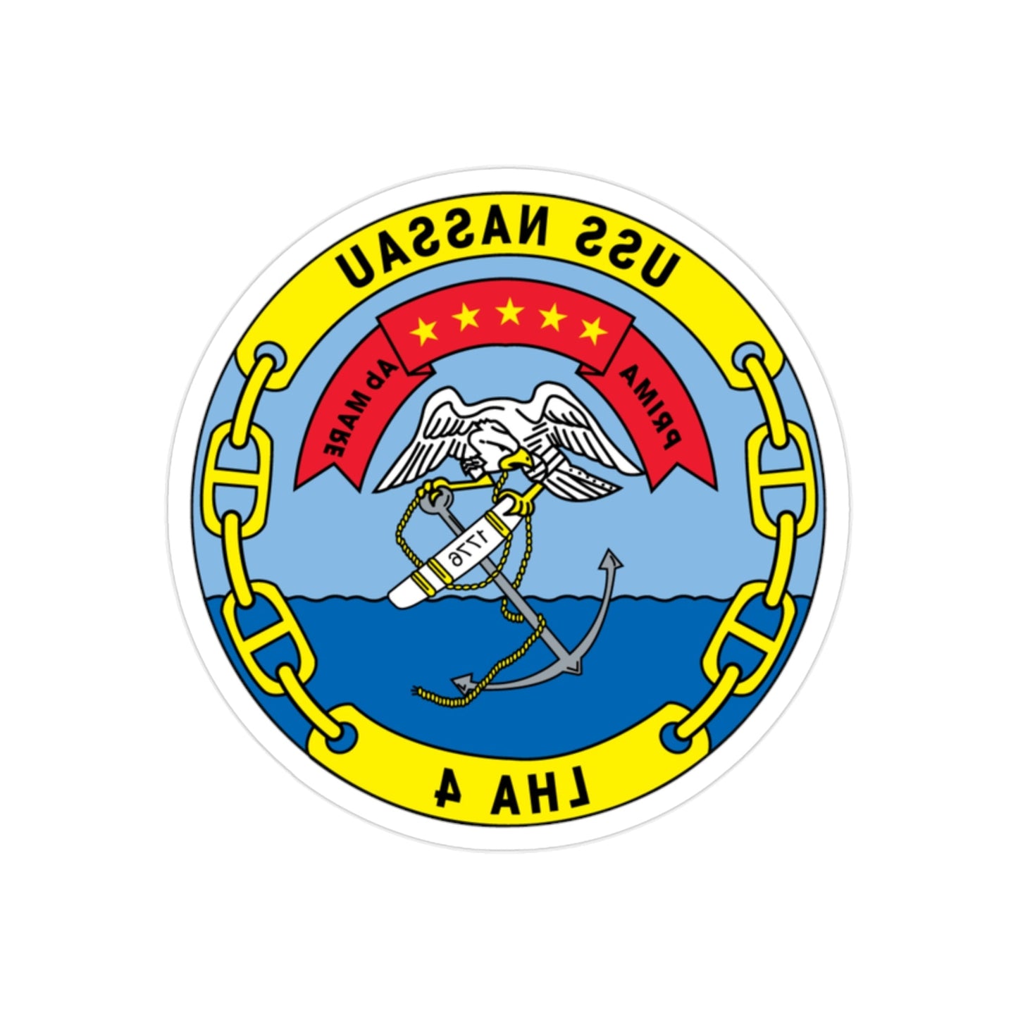 USS Nassau LHA 4 (U.S. Navy) REVERSE PRINT Transparent STICKER-2 Inch-The Sticker Space