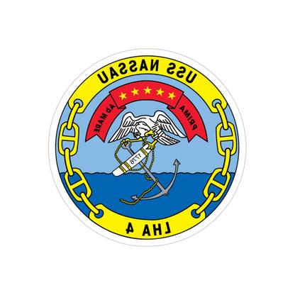 USS Nassau LHA 4 (U.S. Navy) REVERSE PRINT Transparent STICKER-4" × 4"-The Sticker Space