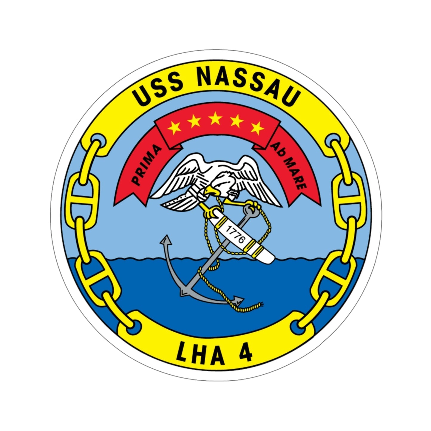 USS Nassau LHA 4 (U.S. Navy) STICKER Vinyl Die-Cut Decal-5 Inch-The Sticker Space