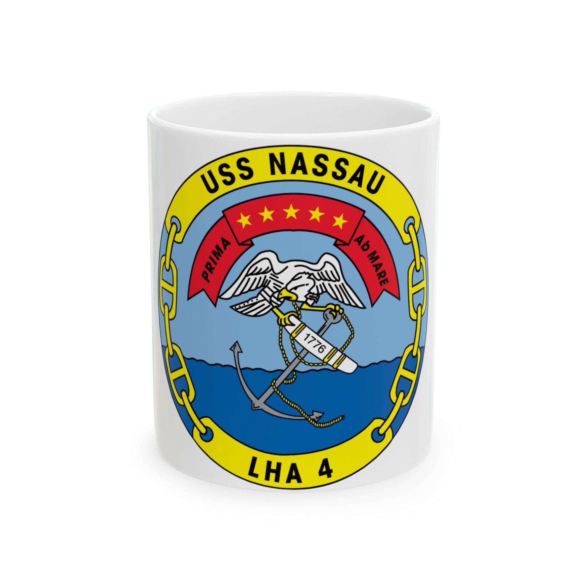 USS Nassau LHA 4 (U.S. Navy) White Coffee Mug-11oz-The Sticker Space