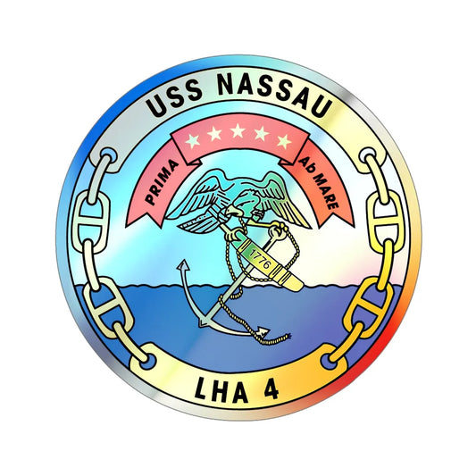 USS Nassau LHA 4 (U.S. Navy) Holographic STICKER Die-Cut Vinyl Decal 6 Inch Holographic - The Sticker Space