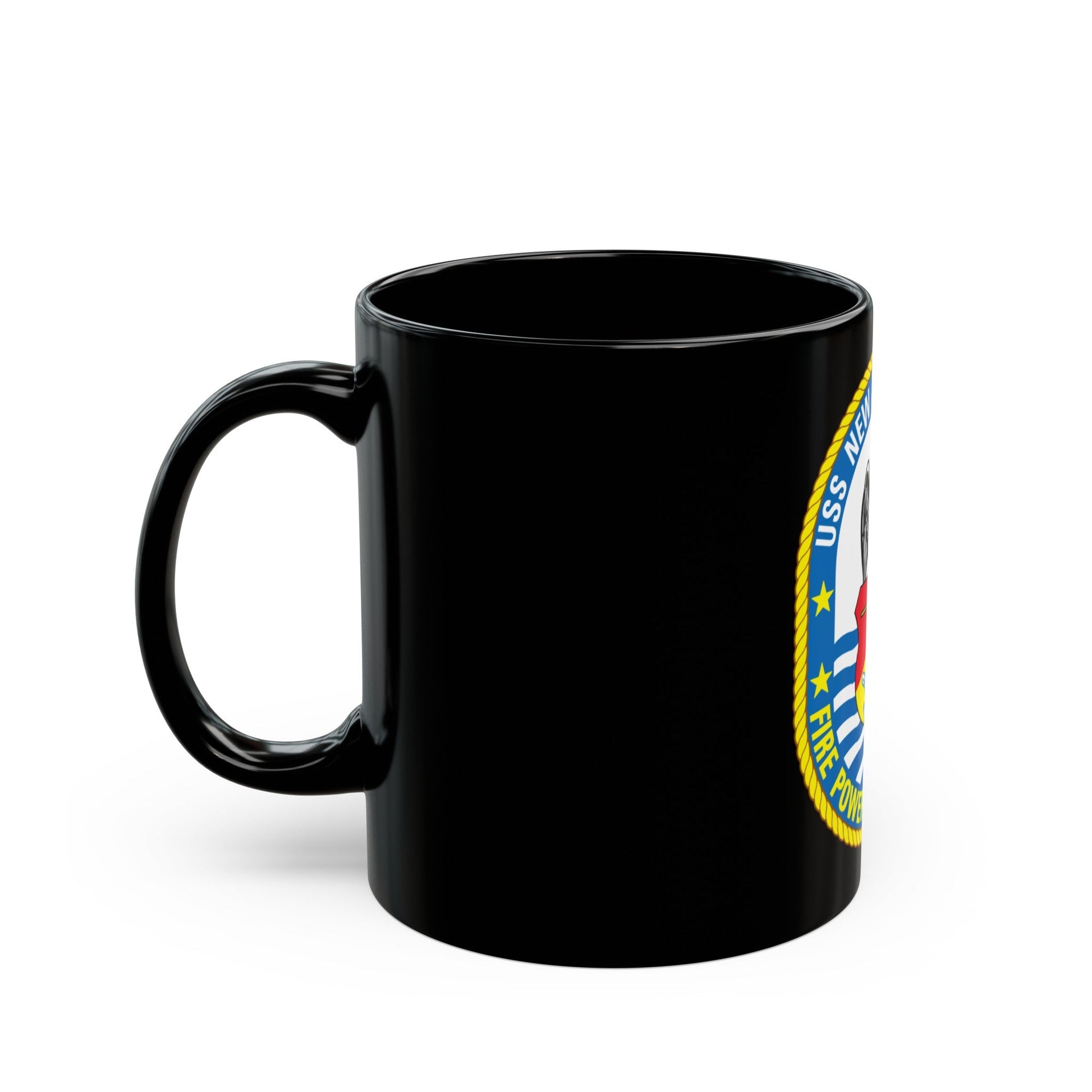 USS New Jersey BB 62 Fire Power For Freedom (U.S. Navy) Black Coffee Mug-The Sticker Space