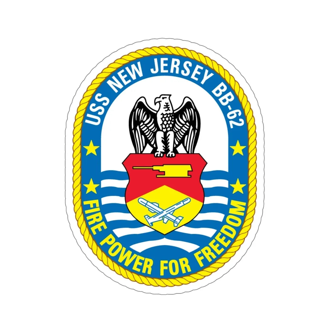 USS New Jersey BB 62 Fire Power For Freedom (U.S. Navy) STICKER Vinyl Die-Cut Decal 6 Inch - The Sticker Space