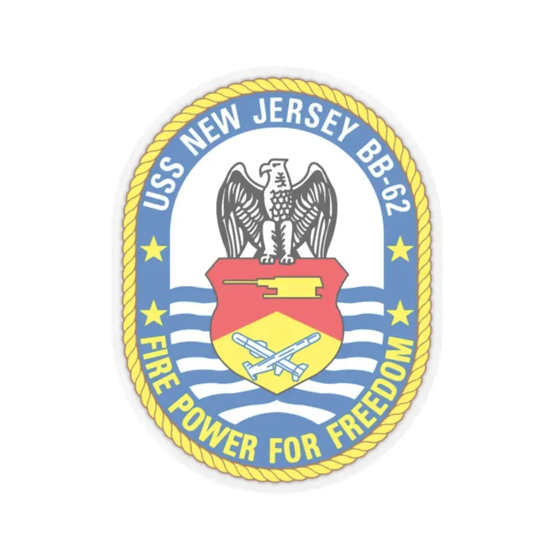 USS New Jersey BB 62 Fire Power For Freedom (U.S. Navy) STICKER Vinyl Kiss-Cut Decal 2 Inch Transparent - The Sticker Space