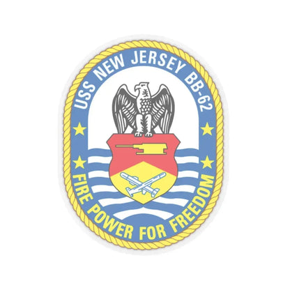 USS New Jersey BB 62 Fire Power For Freedom (U.S. Navy) STICKER Vinyl Kiss-Cut Decal 2 Inch Transparent - The Sticker Space
