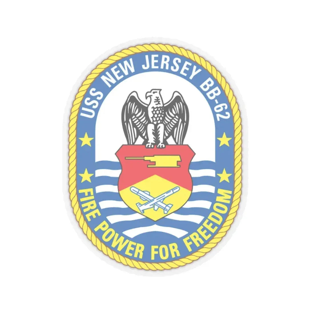 USS New Jersey BB 62 Fire Power For Freedom (U.S. Navy) STICKER Vinyl Kiss-Cut Decal 3 Inch Transparent - The Sticker Space