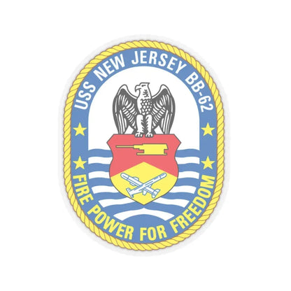 USS New Jersey BB 62 Fire Power For Freedom (U.S. Navy) STICKER Vinyl Kiss-Cut Decal 3 Inch Transparent - The Sticker Space