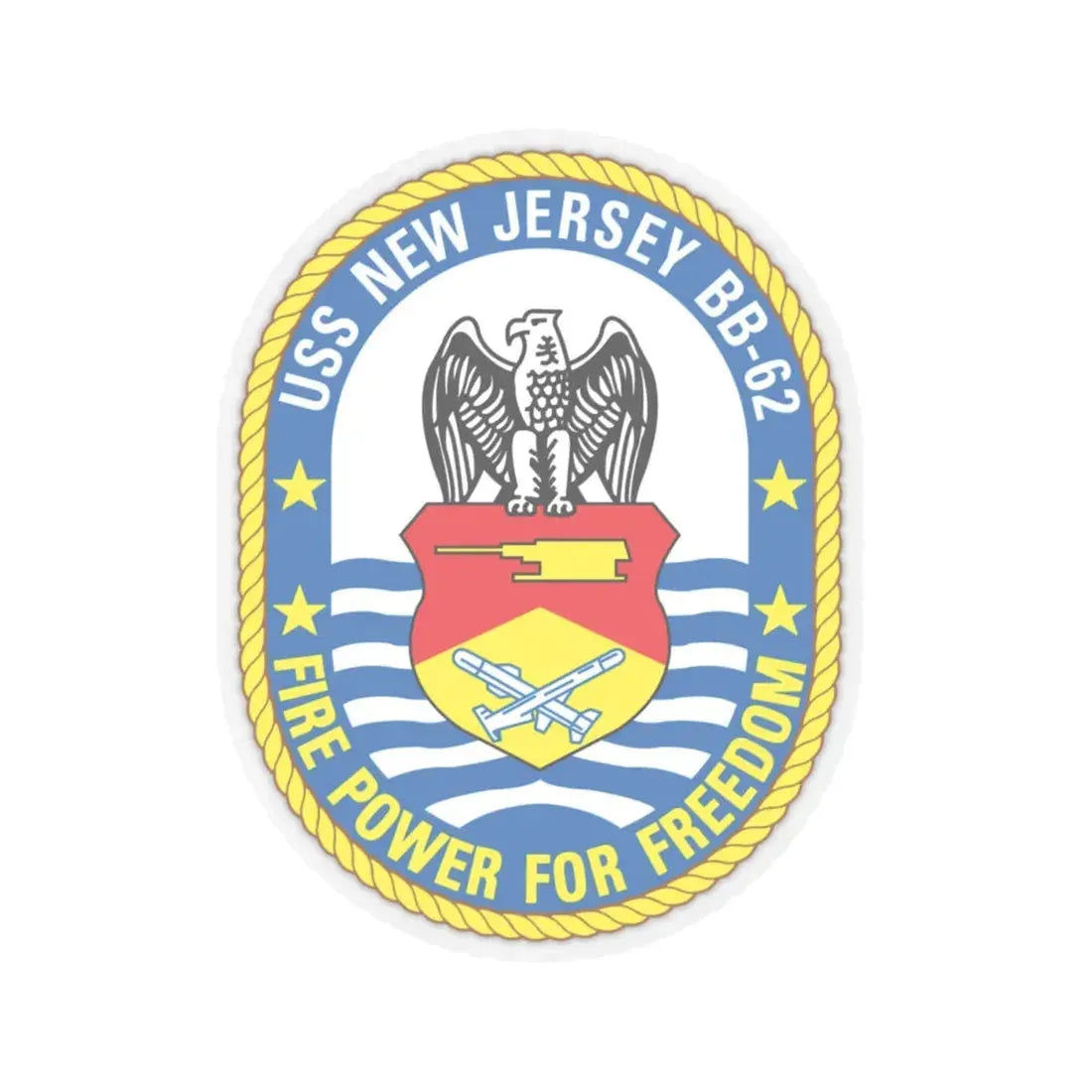 USS New Jersey BB 62 Fire Power For Freedom (U.S. Navy) STICKER Vinyl Kiss-Cut Decal 4 Inch Transparent - The Sticker Space