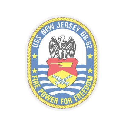 USS New Jersey BB 62 Fire Power For Freedom (U.S. Navy) STICKER Vinyl Kiss-Cut Decal 4 Inch Transparent - The Sticker Space