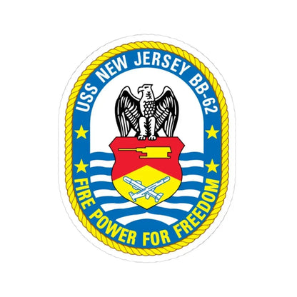USS New Jersey BB 62 Fire Power For Freedom (U.S. Navy) STICKER Vinyl Kiss-Cut Decal 4 Inch White - The Sticker Space