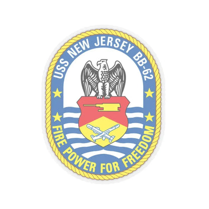 USS New Jersey BB 62 Fire Power For Freedom (U.S. Navy) STICKER Vinyl Kiss-Cut Decal 6 Inch Transparent - The Sticker Space