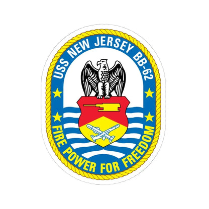 USS New Jersey BB 62 Fire Power For Freedom (U.S. Navy) STICKER Vinyl Kiss-Cut Decal 6 Inch White - The Sticker Space