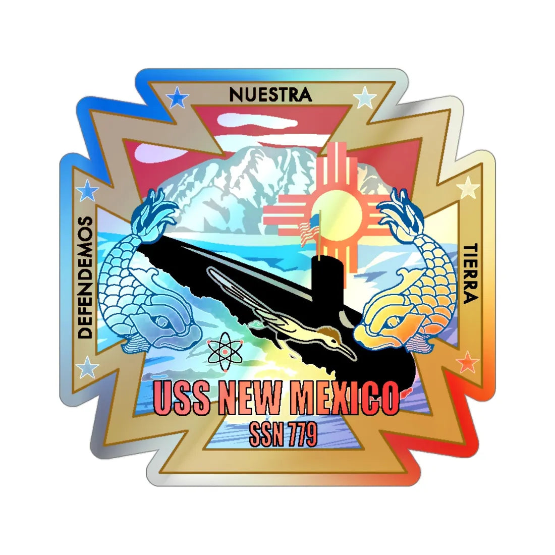 USS New Mexico (U.S. Navy) Holographic STICKER Die-Cut Vinyl Decal 3 Inch Holographic - The Sticker Space