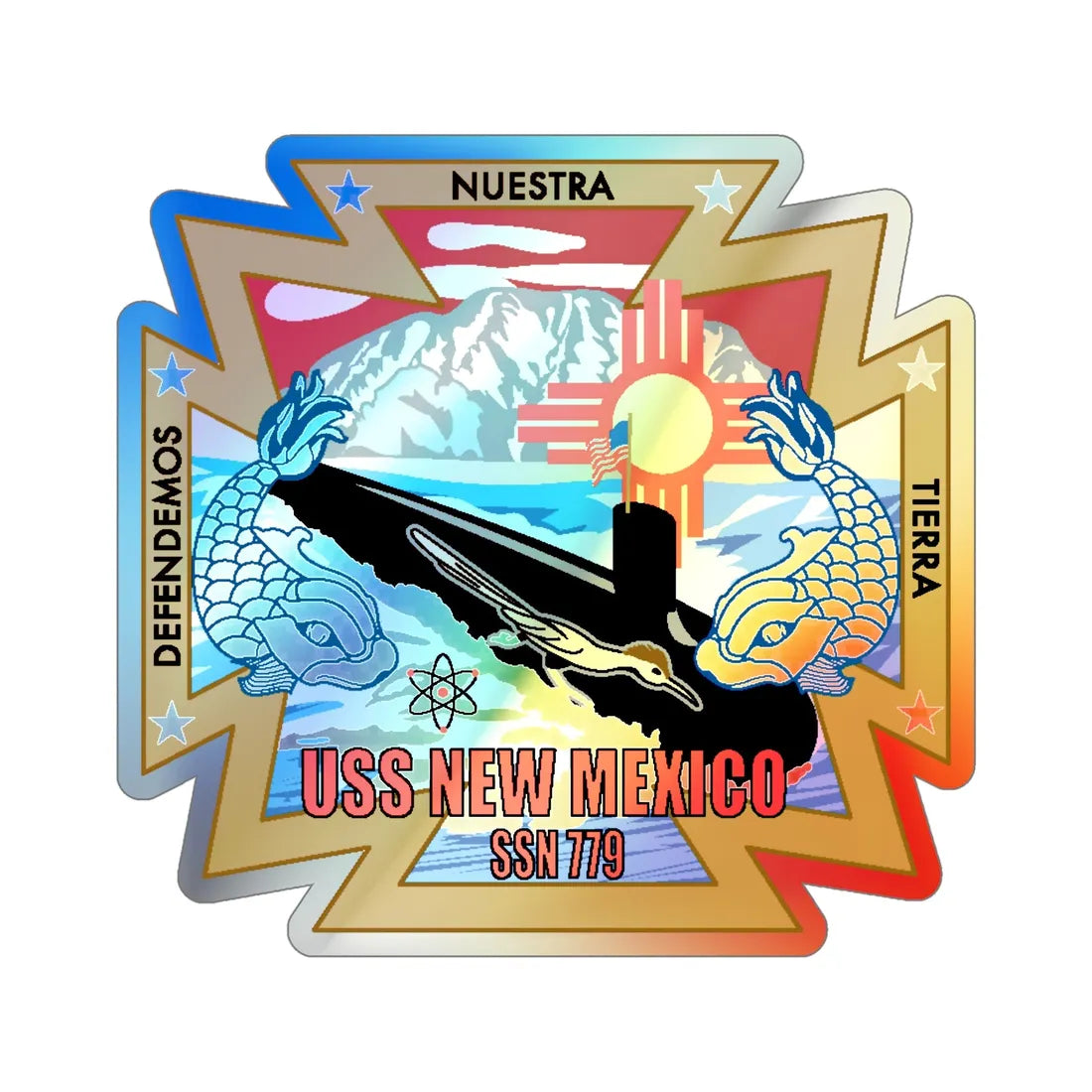USS New Mexico (U.S. Navy) Holographic STICKER Die-Cut Vinyl Decal 6 Inch Holographic - The Sticker Space