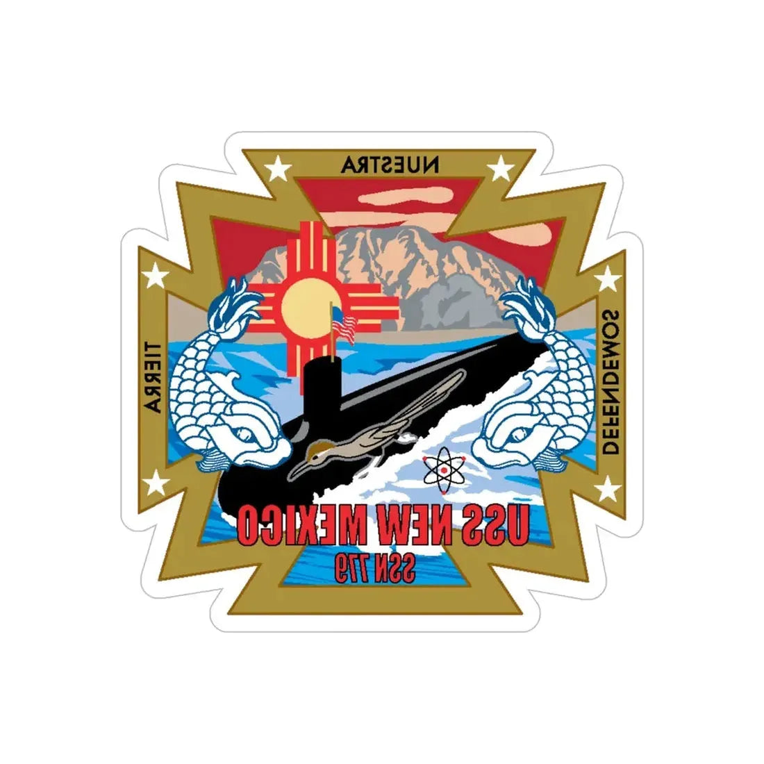 USS New Mexico (U.S. Navy) REVERSE PRINT Transparent Die-Cut STICKER 6 Inch Die-Cut Transparent - The Sticker Space