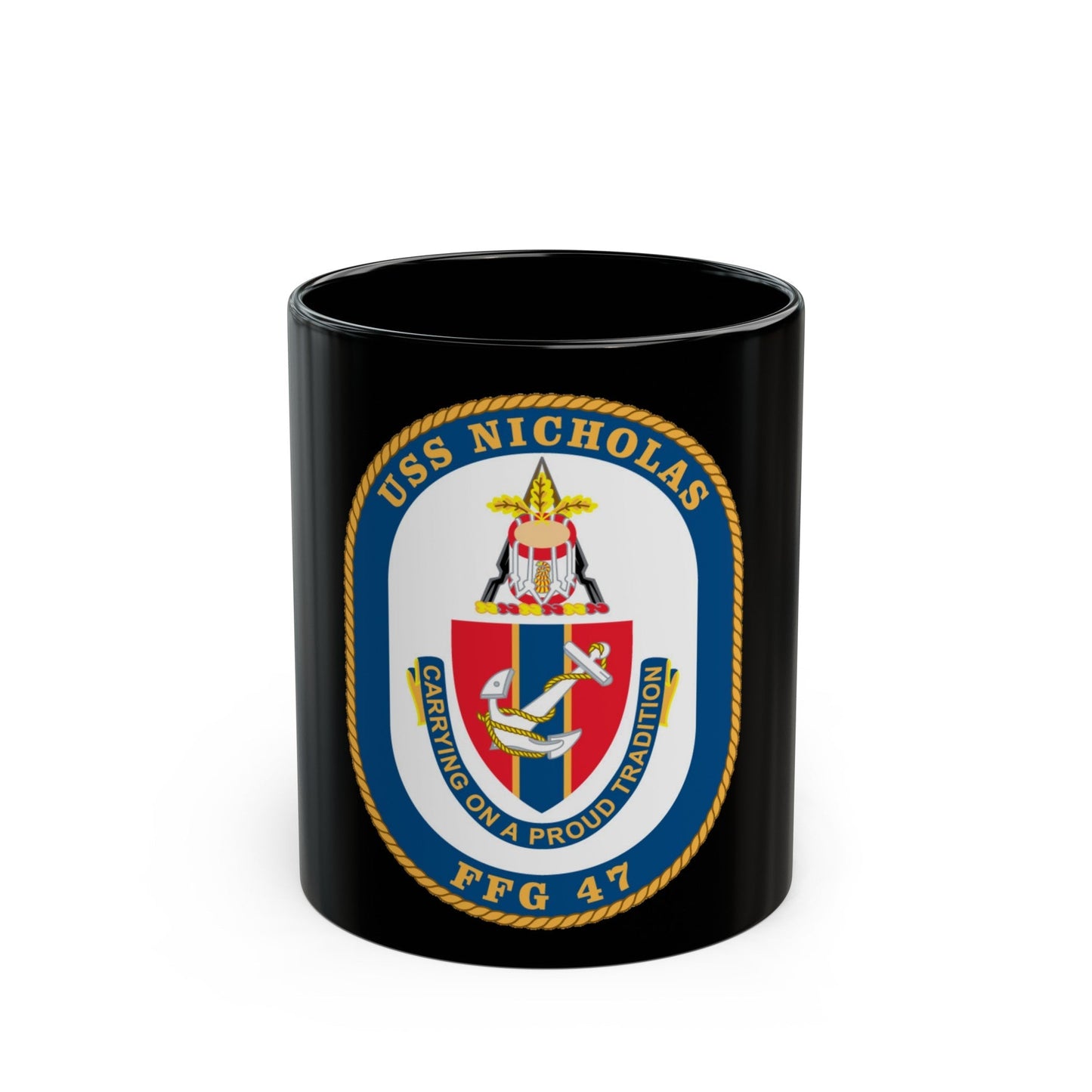 USS Nicholas FFG 47 (U.S. Navy) Black Coffee Mug-11oz-The Sticker Space