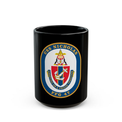 USS Nicholas FFG 47 (U.S. Navy) Black Coffee Mug-15oz-The Sticker Space