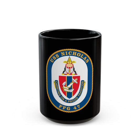 USS Nicholas FFG 47 (U.S. Navy) Black Coffee Mug-15oz-The Sticker Space