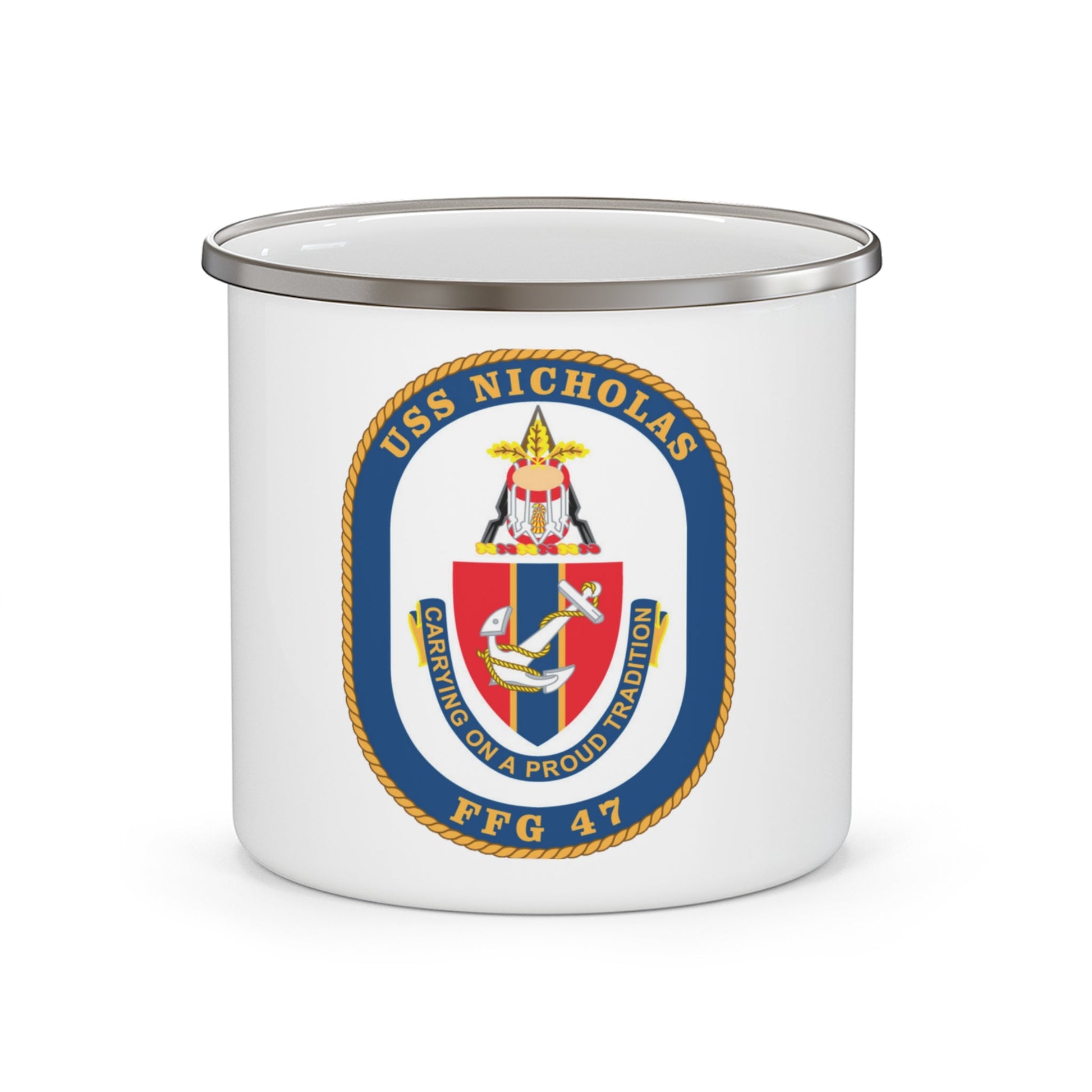 USS Nicholas FFG 47 (U.S. Navy) Enamel Mug 12oz-12oz-The Sticker Space