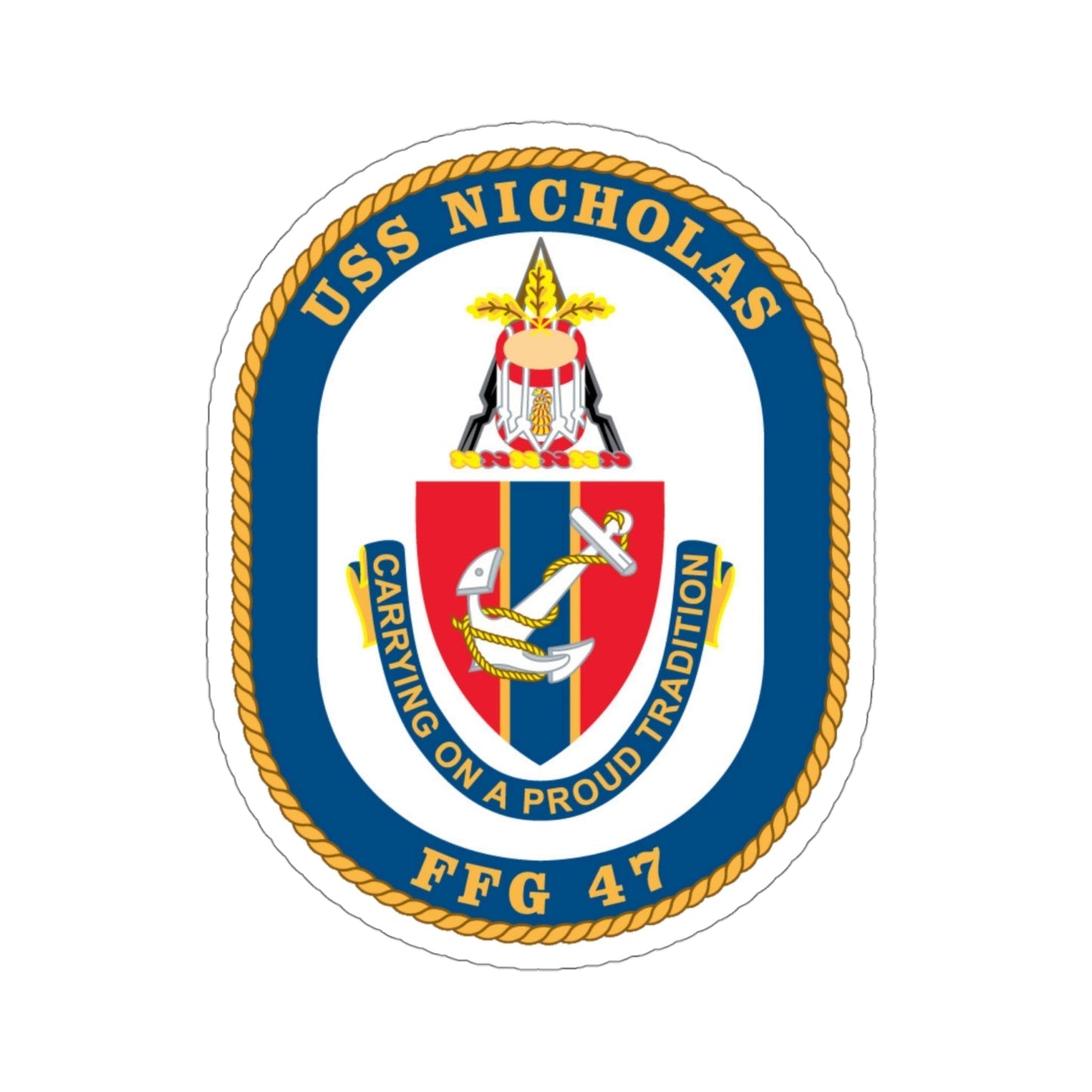 USS Nicholas FFG 47 (U.S. Navy) STICKER Vinyl Die-Cut Decal-4 Inch-The Sticker Space