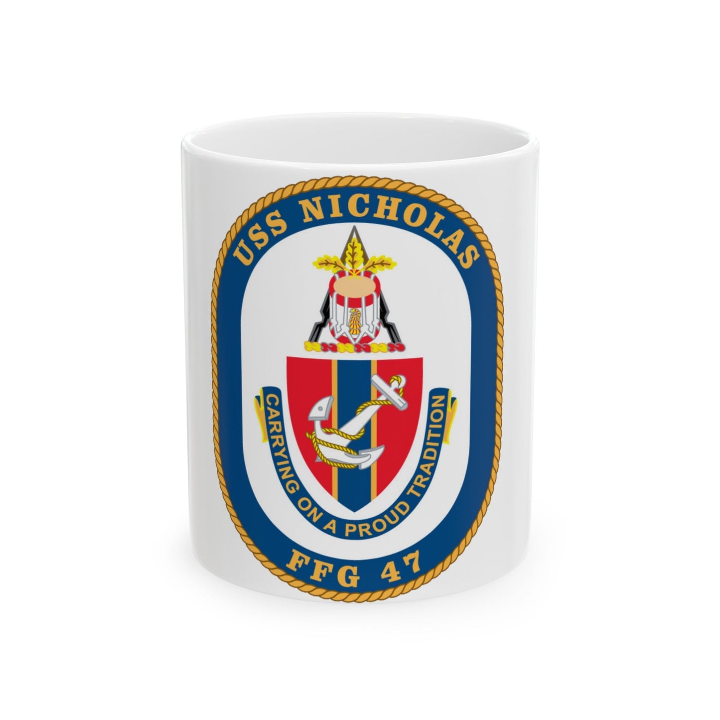 USS Nicholas FFG 47 (U.S. Navy) White Coffee Mug-11oz-The Sticker Space