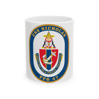 USS Nicholas FFG 47 (U.S. Navy) White Coffee Mug-11oz-The Sticker Space