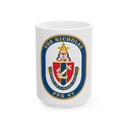 USS Nicholas FFG 47 (U.S. Navy) White Coffee Mug-15oz-The Sticker Space