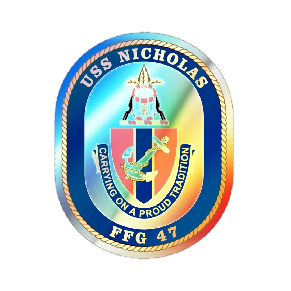 USS Nicholas FFG 47 (U.S. Navy) Holographic STICKER Die-Cut Vinyl Decal 2 Inch - The Sticker Space