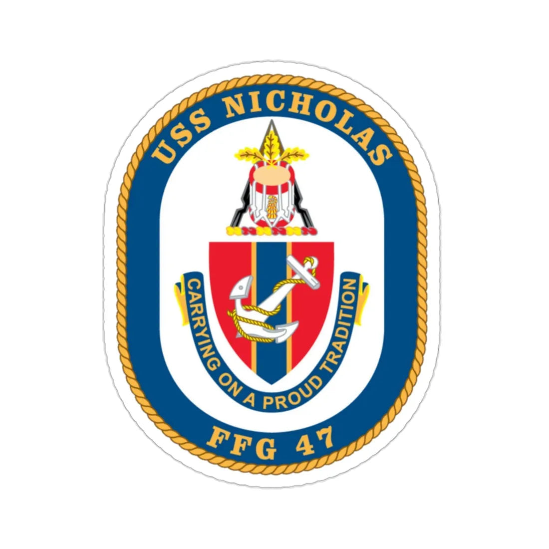 USS Nicholas FFG 47 (U.S. Navy) STICKER Vinyl Die-Cut Decal 2 Inch - The Sticker Space