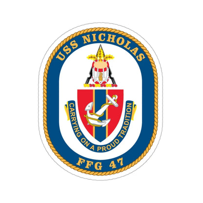 USS Nicholas FFG 47 (U.S. Navy) STICKER Vinyl Die-Cut Decal 3 Inch - The Sticker Space