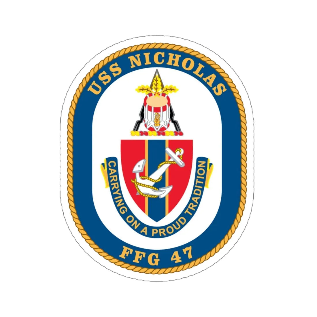 USS Nicholas FFG 47 (U.S. Navy) STICKER Vinyl Die-Cut Decal 4 Inch - The Sticker Space