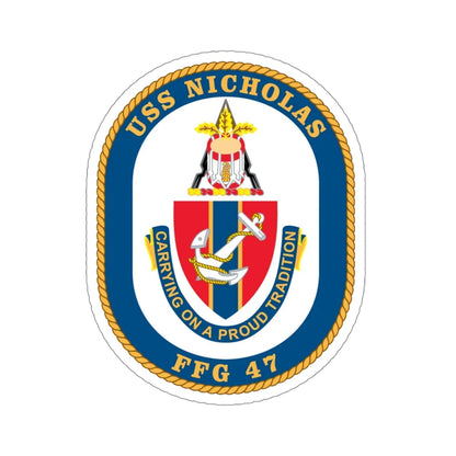 USS Nicholas FFG 47 (U.S. Navy) STICKER Vinyl Die-Cut Decal 4 Inch - The Sticker Space
