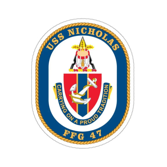 USS Nicholas FFG 47 (U.S. Navy) STICKER Vinyl Kiss-Cut Decal 2 Inch White - The Sticker Space