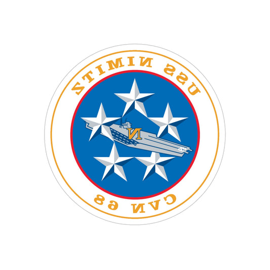 USS Nimitz CVN 68 (U.S. Navy) REVERSE PRINT Transparent STICKER-6" × 6"-The Sticker Space