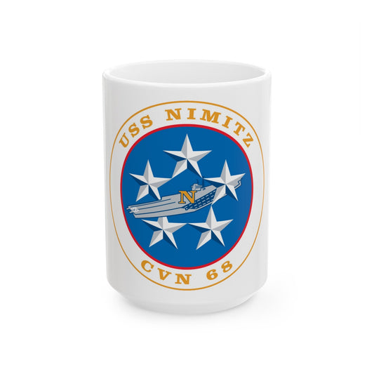 USS Nimitz CVN 68 (U.S. Navy) White Coffee Mug-15oz-The Sticker Space