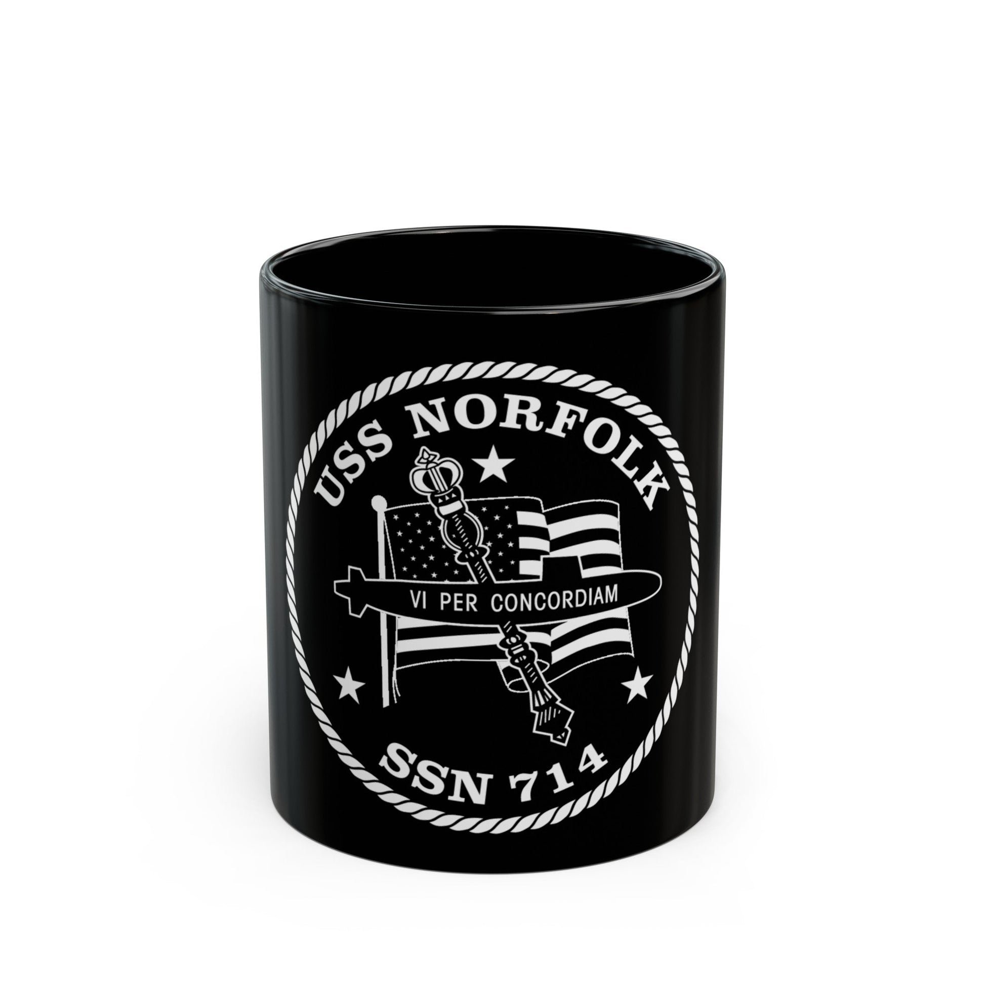 USS Norfolk SSN 714 (U.S. Navy) Black Coffee Mug-11oz-The Sticker Space