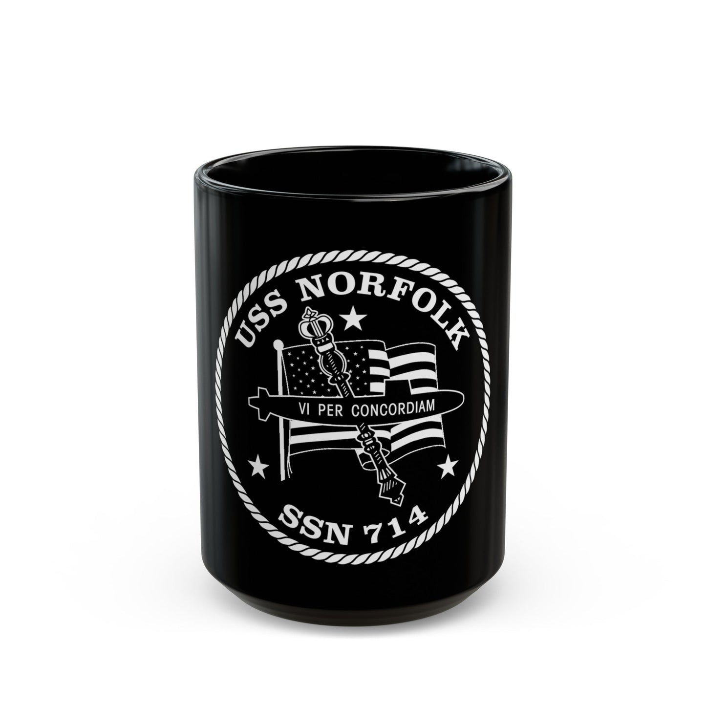 USS Norfolk SSN 714 (U.S. Navy) Black Coffee Mug-15oz-The Sticker Space