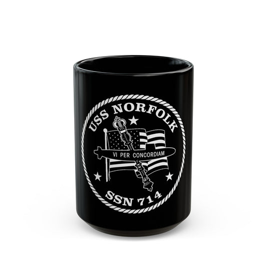 USS Norfolk SSN 714 (U.S. Navy) Black Coffee Mug-15oz-The Sticker Space