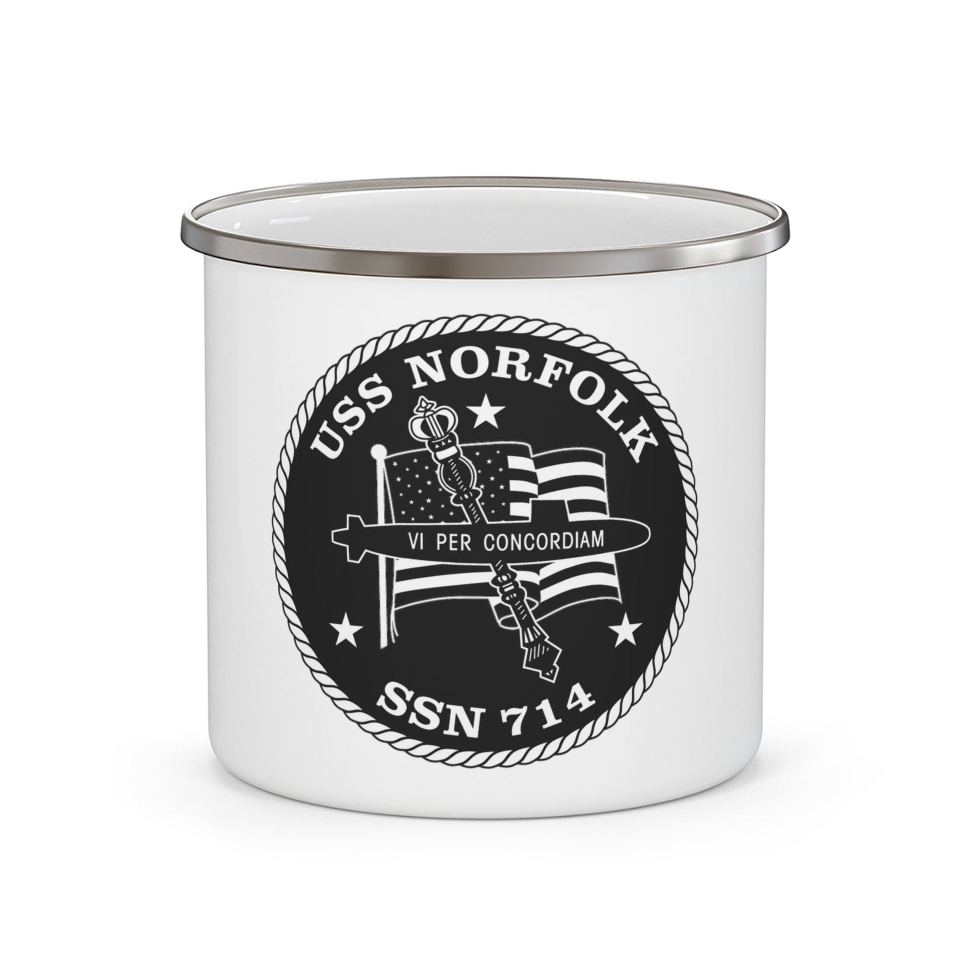 USS Norfolk SSN 714 (U.S. Navy) Enamel Mug 12oz-12oz-The Sticker Space