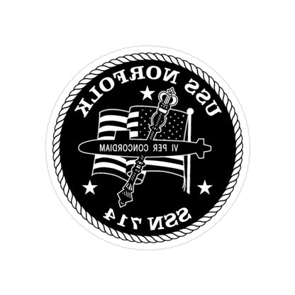 USS Norfolk SSN 714 (U.S. Navy) REVERSE PRINT Transparent STICKER-2 Inch-The Sticker Space