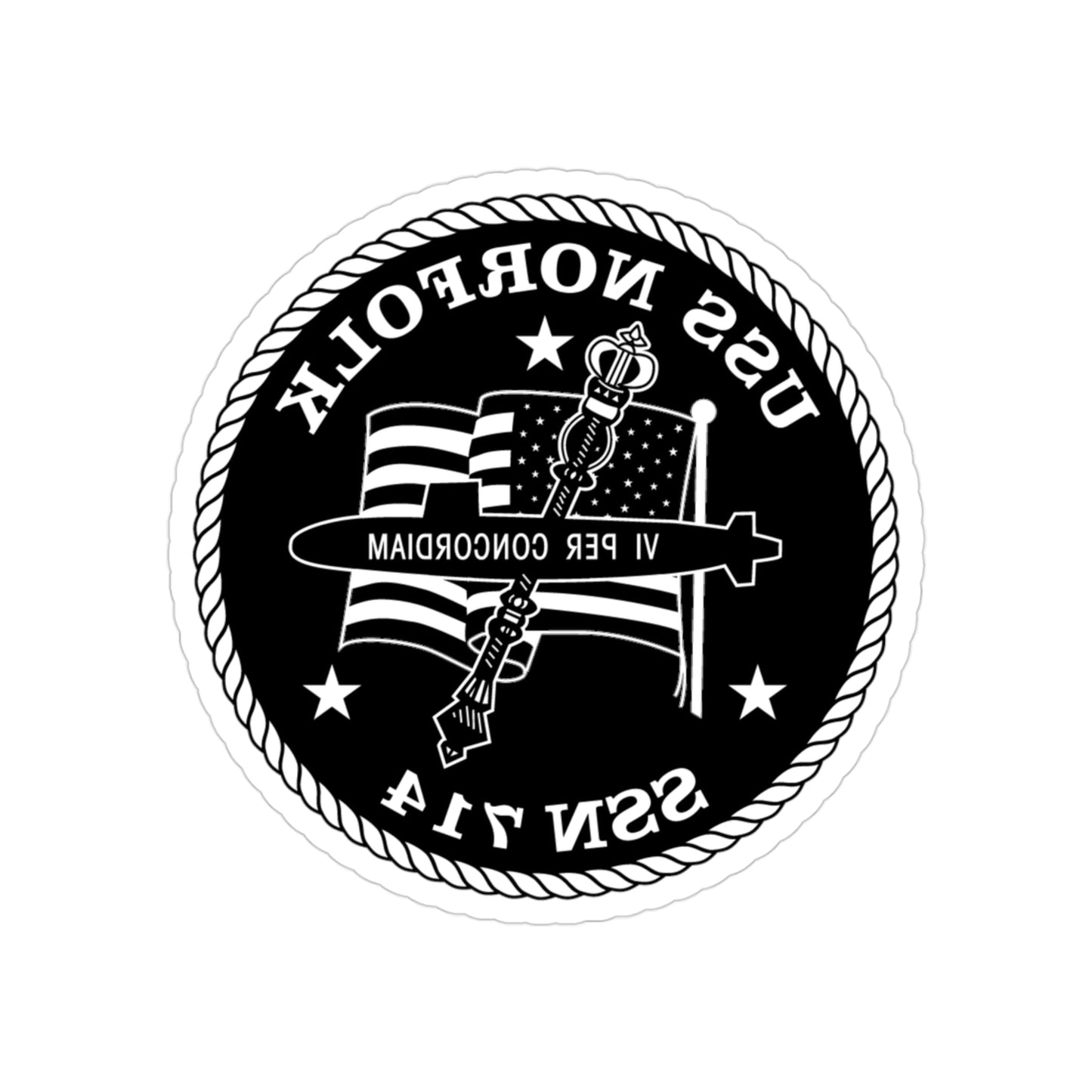 USS Norfolk SSN 714 (U.S. Navy) REVERSE PRINT Transparent STICKER-3 Inch-The Sticker Space