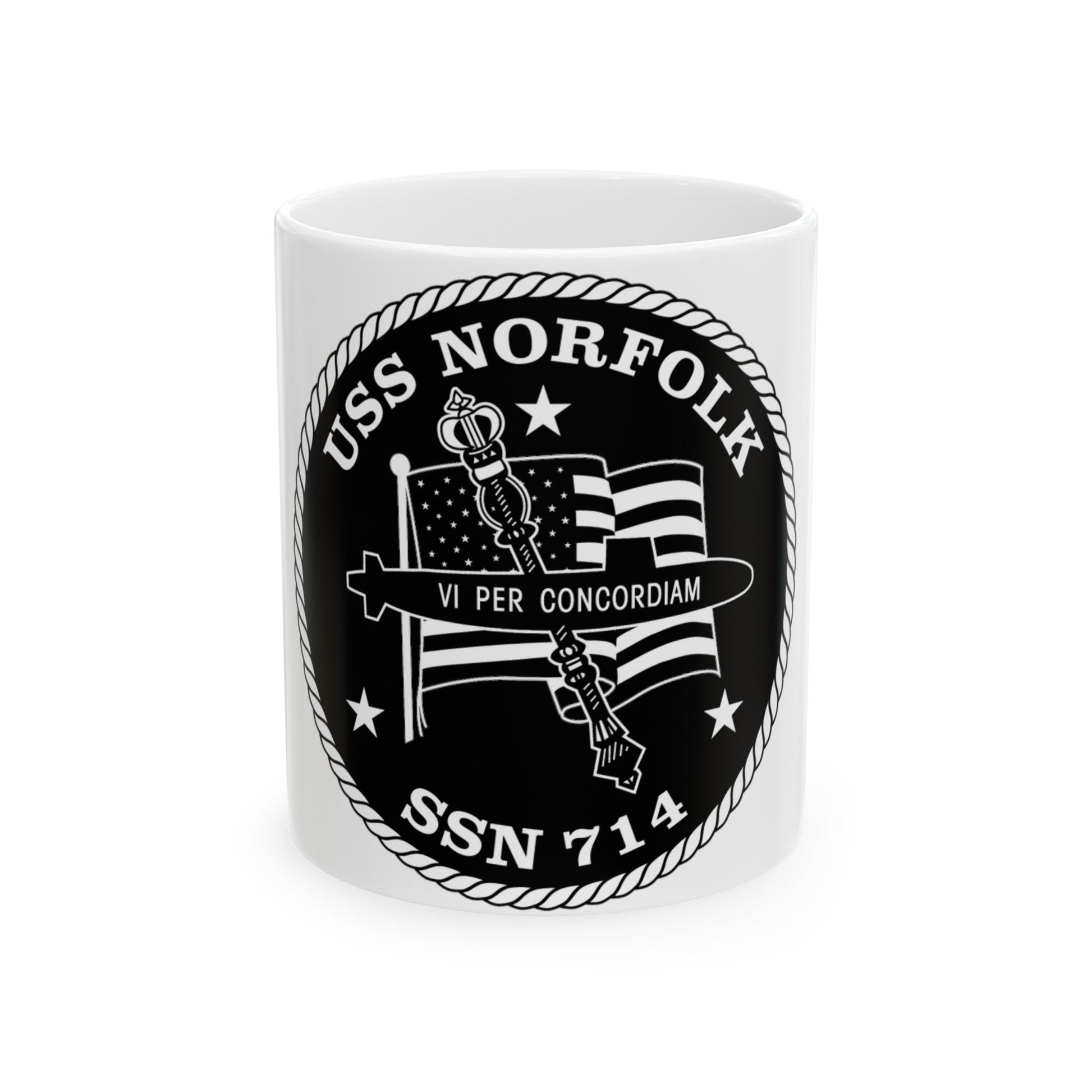 USS Norfolk SSN 714 (U.S. Navy) White Coffee Mug-11oz-The Sticker Space