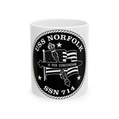 USS Norfolk SSN 714 (U.S. Navy) White Coffee Mug-11oz-The Sticker Space