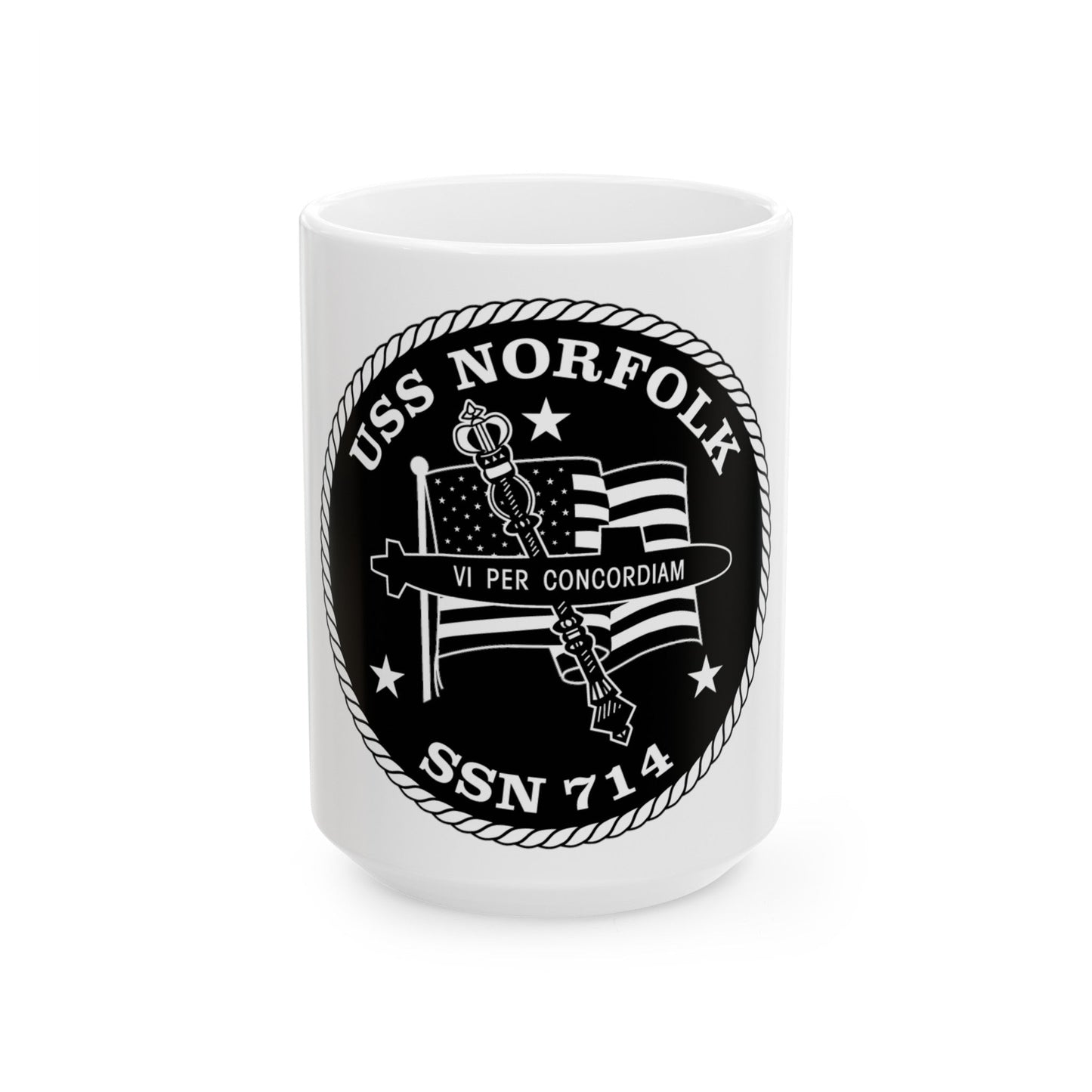 USS Norfolk SSN 714 (U.S. Navy) White Coffee Mug-15oz-The Sticker Space